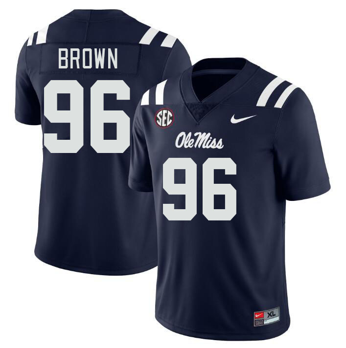 Men #96 Jamarious Brown Ole Miss Rebels College Football Jerseyes Stitched Sale-Navy
